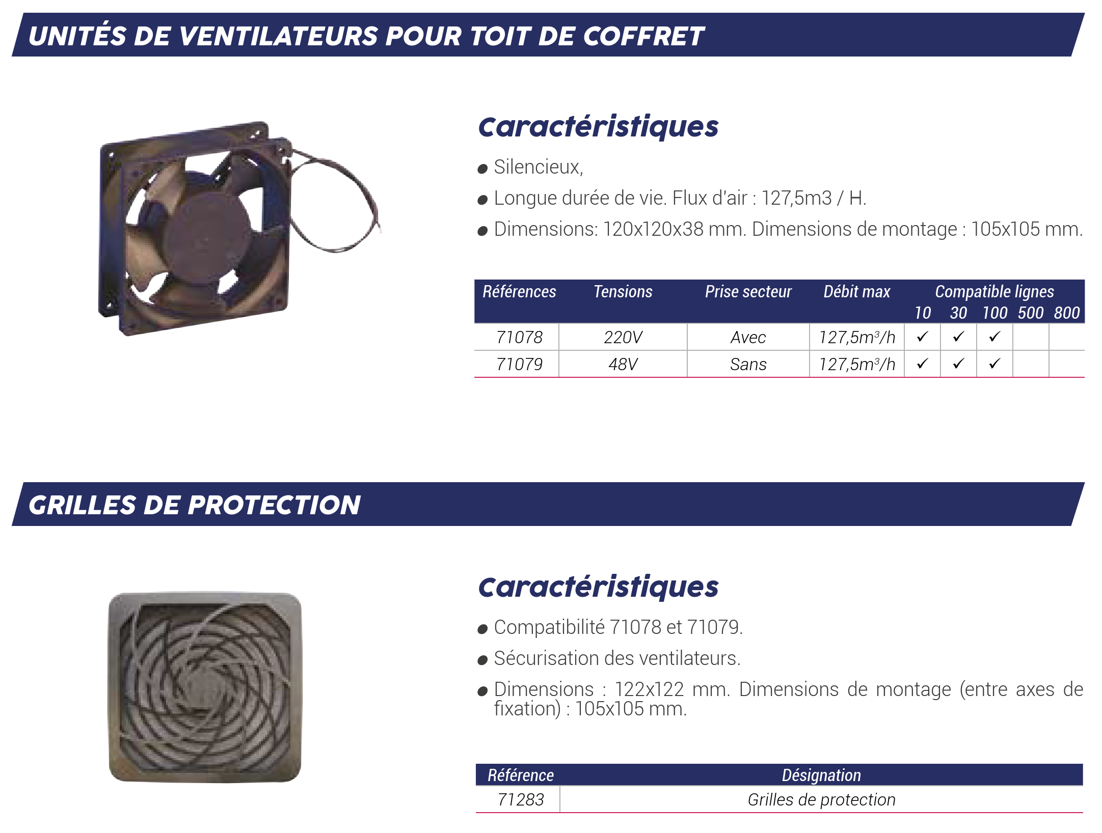 Différentes hauteurs, avec ou sans aération.