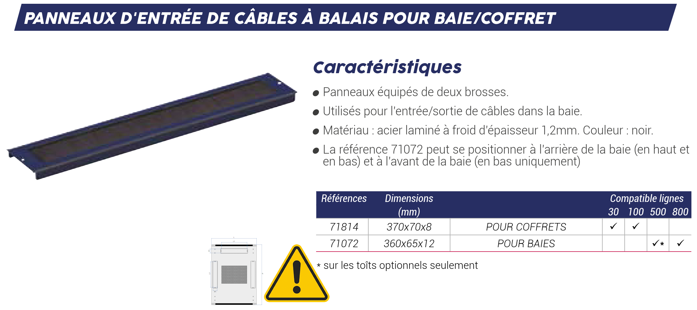 Nos capots s'adaptent à la ligne 800 de nos baies