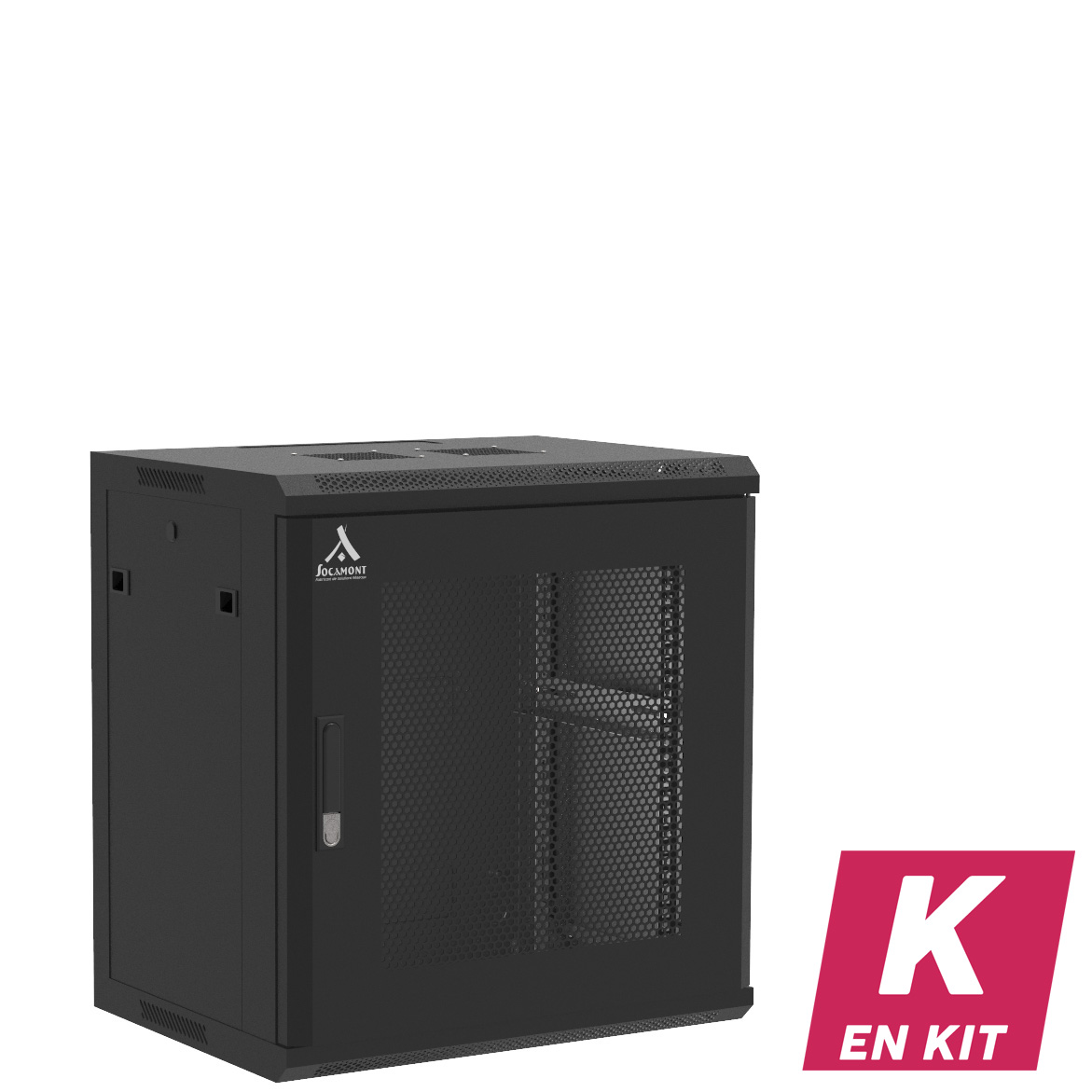 Socamont - Coffret Réseau Ligne 100 - 19'' - 12U - H635xL600xP450 - Noir - En Kit - Porte Nid d'abeille (réf. 11264KSA) - photo 1