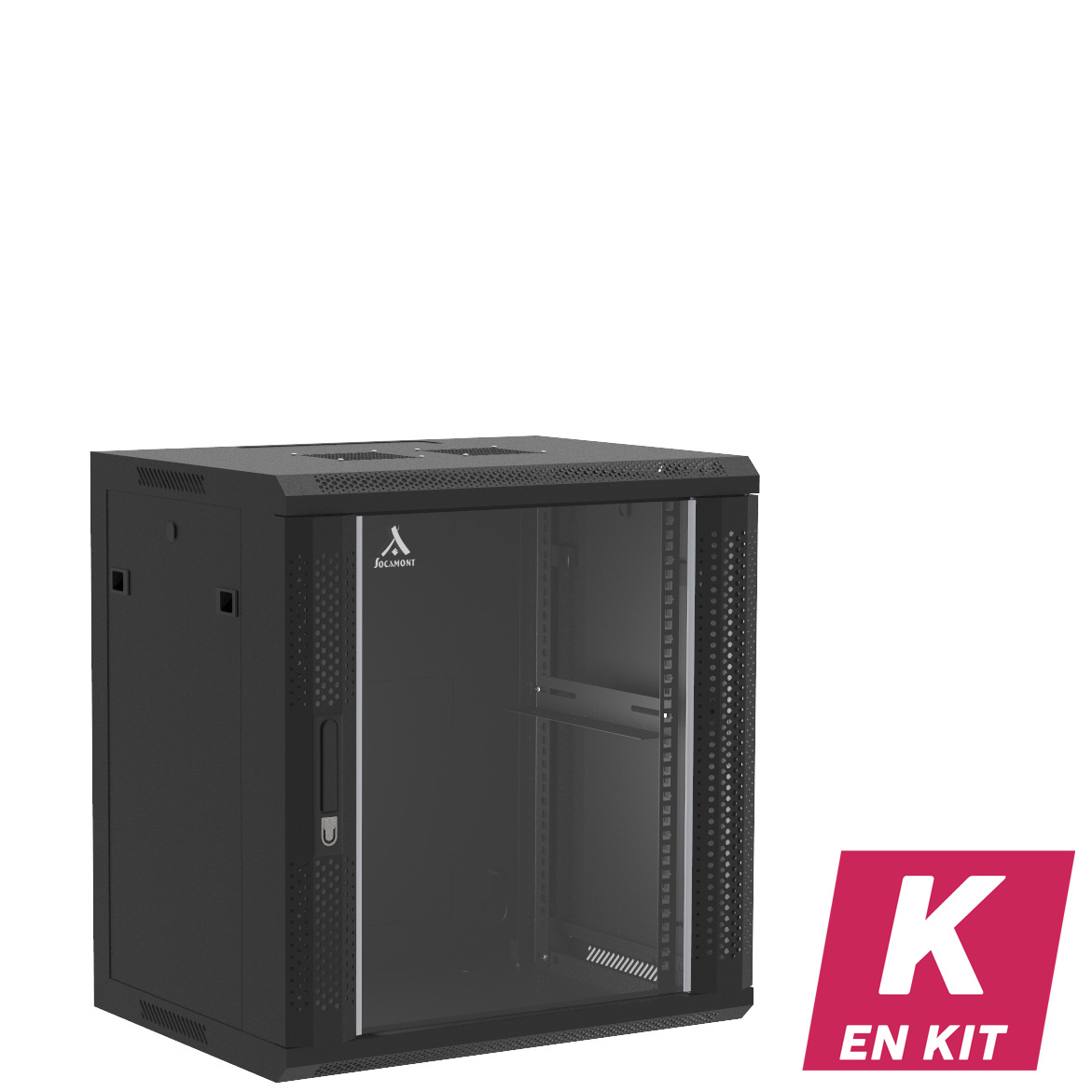 Socamont - Coffret Réseau Ligne 100 - 19'' - 12U - H635xL600xP450 - Noir - En Kit - Porte Verre (réf. 11264KSV) - photo 1