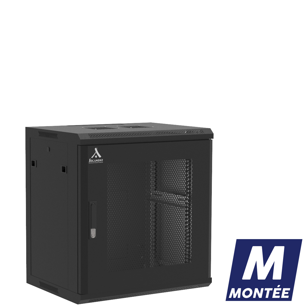 Socamont - Coffret Réseau Ligne 100 - 19'' - 12U - H635xL600xP450 - Noir - Monté - Porte Nid d'abeille (réf. 11264MSA) - photo 1