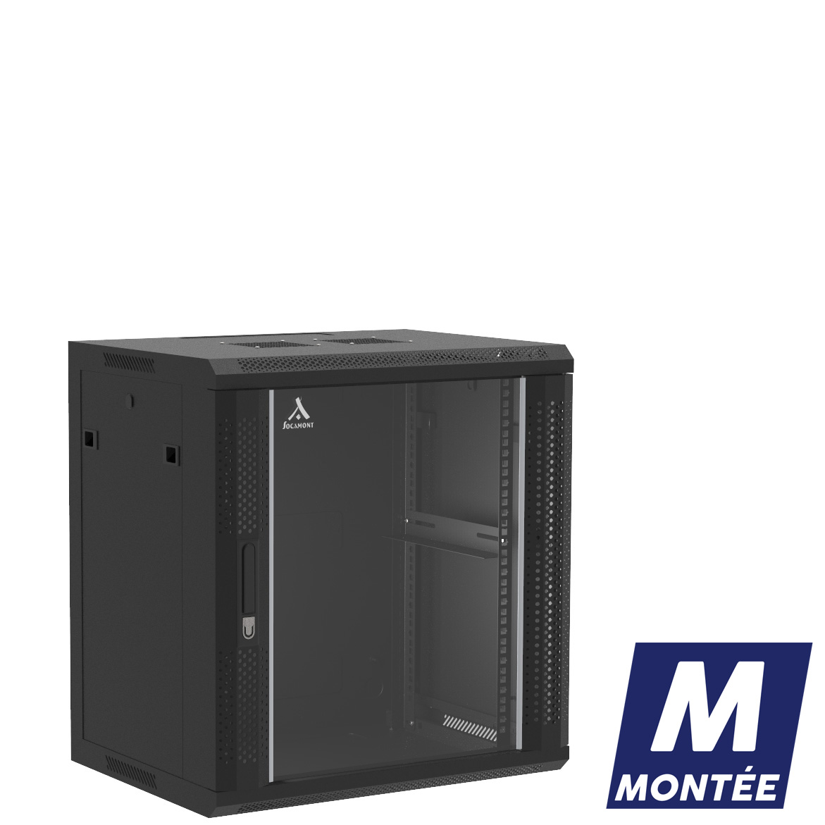 Socamont - Coffret Réseau Ligne 100 - 19'' - 12U - H635xL600xP450 - Noir - Monté - Porte Verre (71238) (réf. 11264MSV) - photo 1