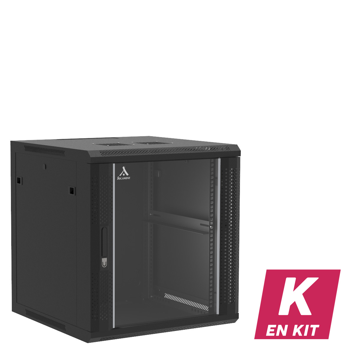 Socamont - Coffret Réseau Ligne 100 - 19'' - 12U - H635xL600xP600 - Noir - En Kit - Porte Verre (réf. 11266KSV) - photo 1