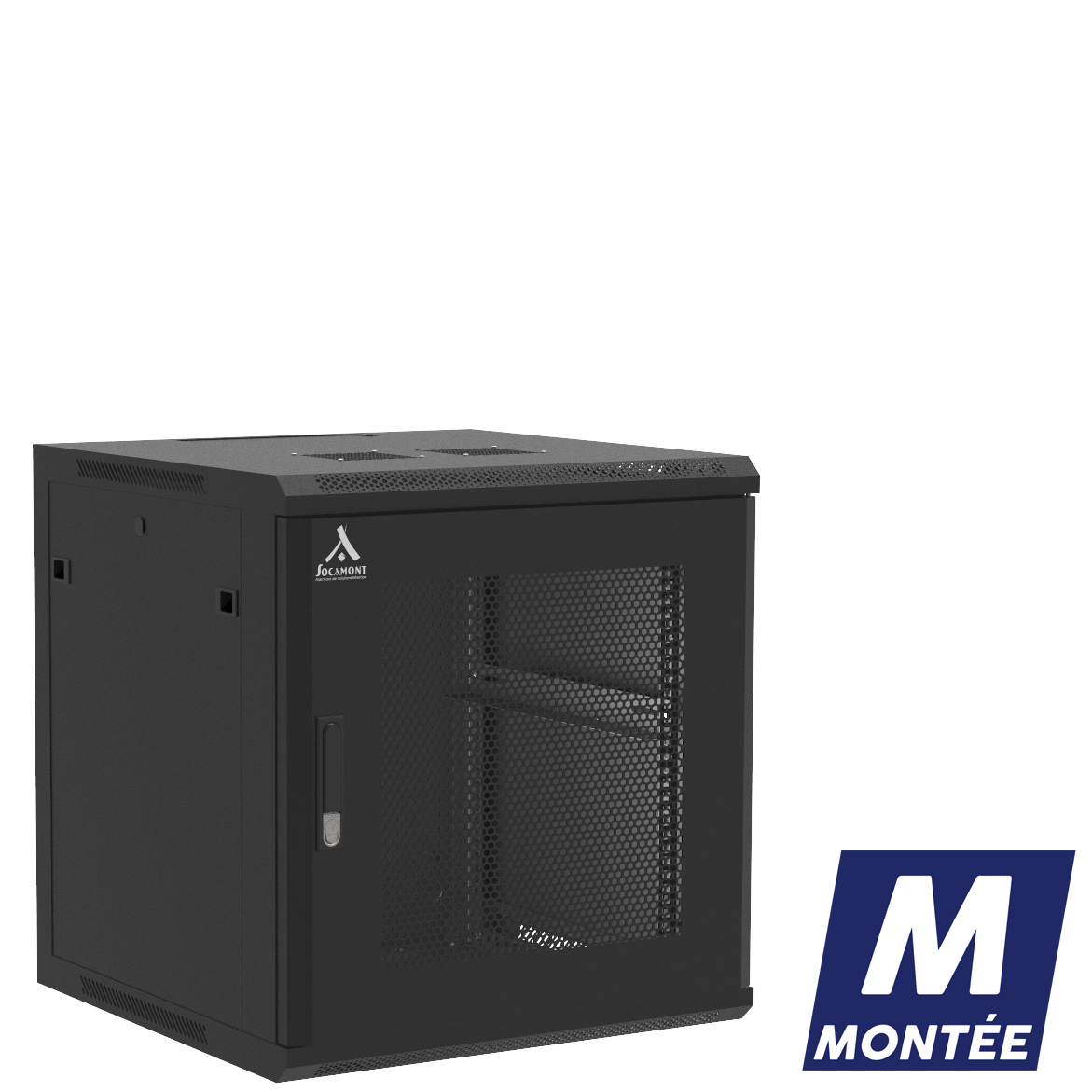 Socamont - Coffret Réseau Ligne 100 - 19'' - 12U - H635xL600xP600 - Noir - Monté - Porte Nid d'abeille (réf. 11266MSA) - photo 1