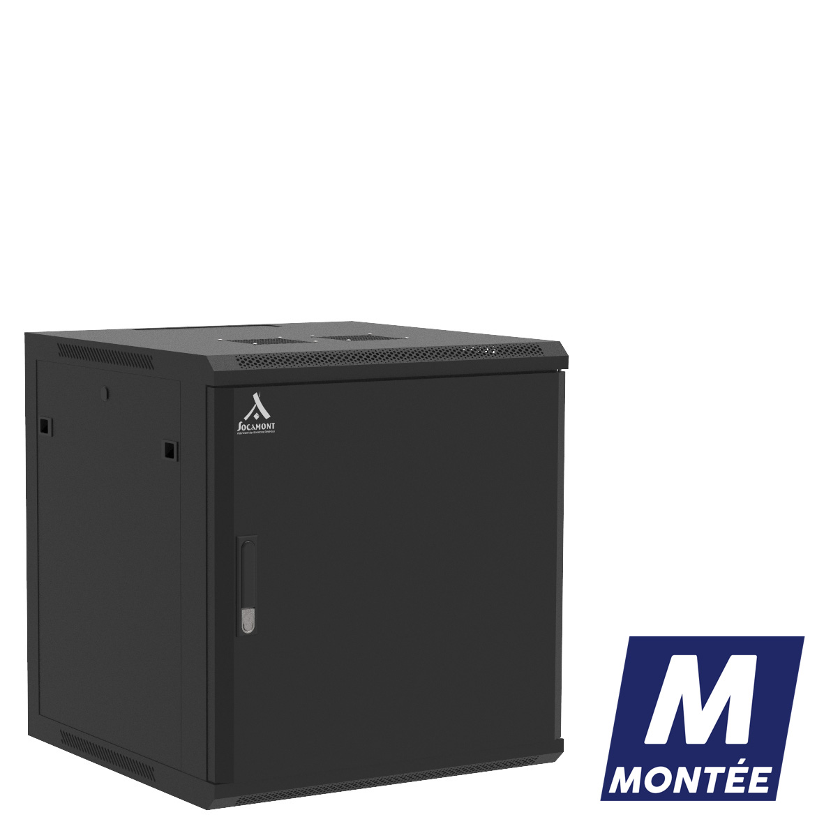 Socamont - Coffret Réseau Ligne 100 - 19'' - 12U - H635xL600xP600 - Noir - Monté - Porte Pleine (réf. 11266MSP) - photo 1