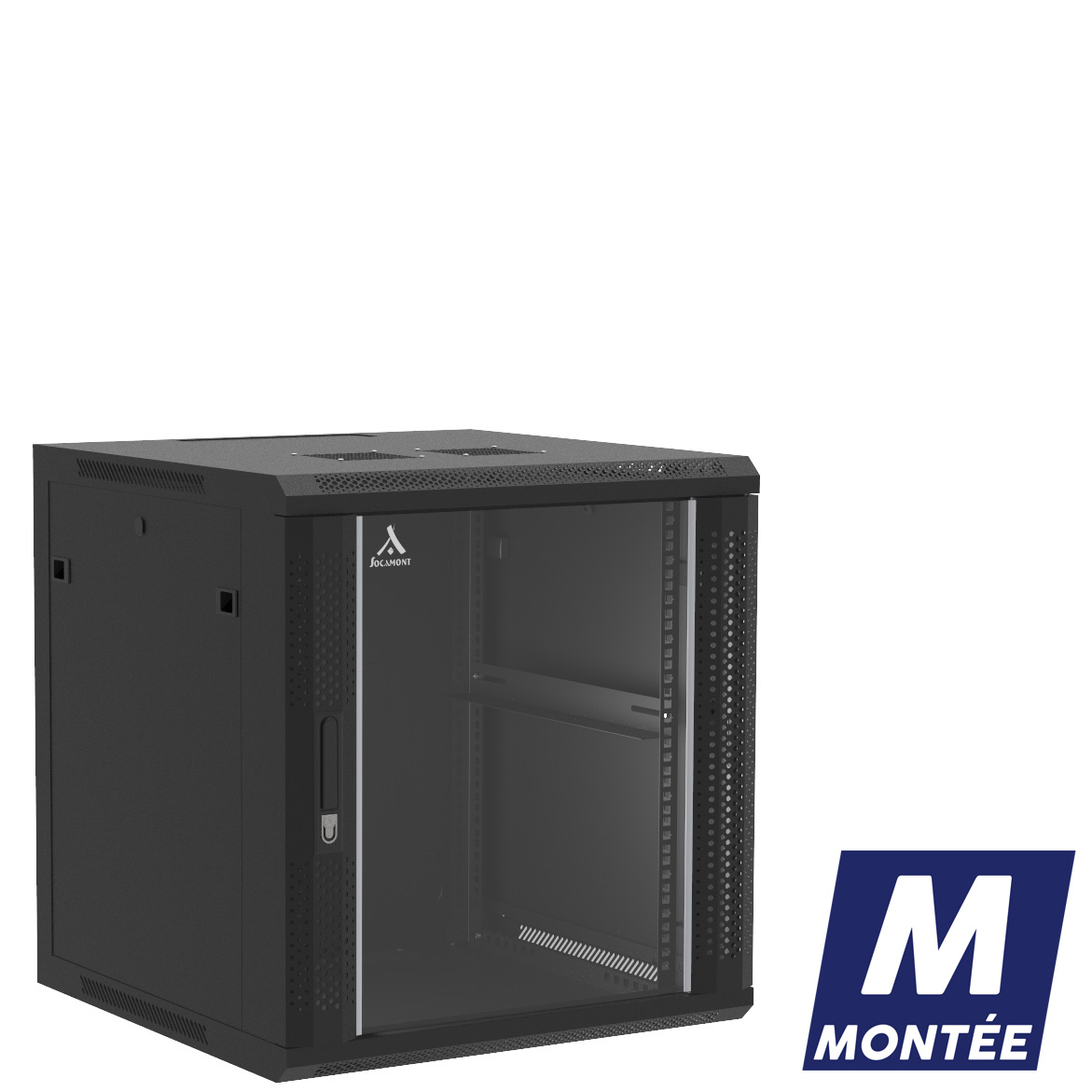Socamont - Coffret Réseau Ligne 100 - 19'' - 12U - H635xL600xP600 - Noir - Monté - Porte Verre (71239) (réf. 11266MSV) - photo 1