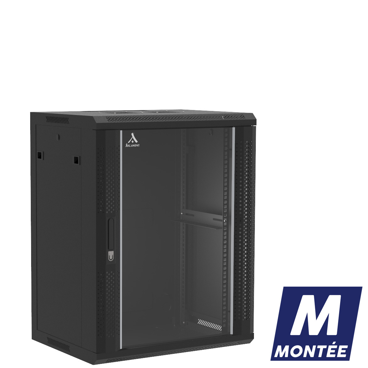 Socamont - Coffret Réseau Ligne 100 - 19'' - 15U - H769xL600xP450 - Noir - Monté - Porte Verre (71240) (réf. 11564MSV) - photo 1