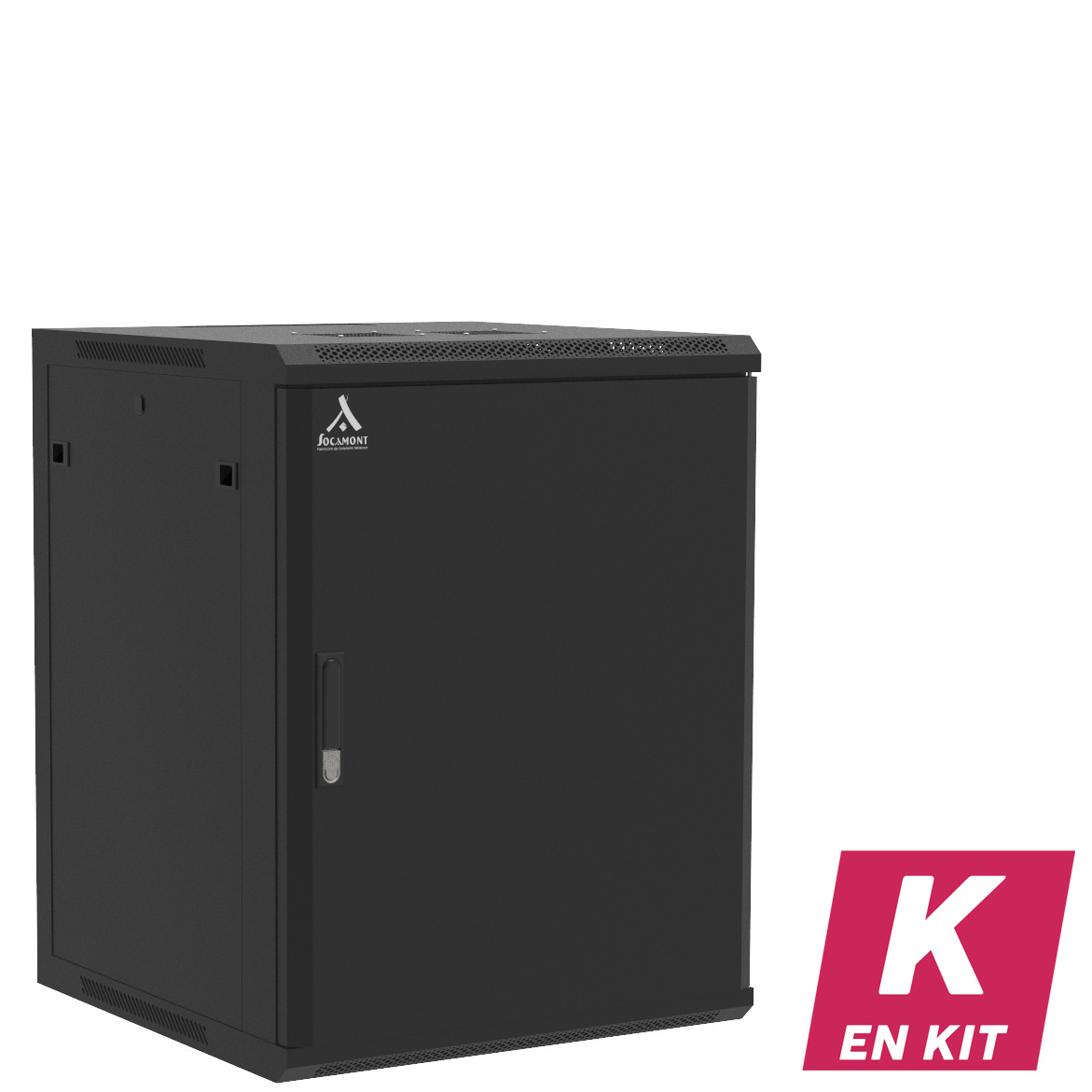 Socamont - Coffret Réseau Ligne 100 - 19'' - 15U - H769xL600xP600 - Noir - En Kit - Porte Pleine (réf. 11566KSP) - photo 1