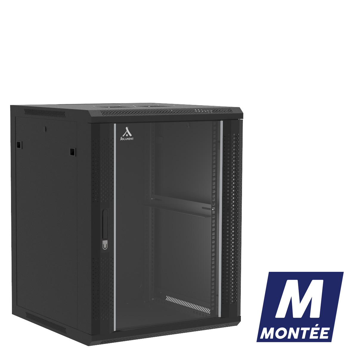 Socamont - Coffret Réseau Ligne 100 - 19'' - 15U - H769xL600xP600 - Noir - Monté - Porte Verre (71241) (réf. 11566MSV) - photo 1