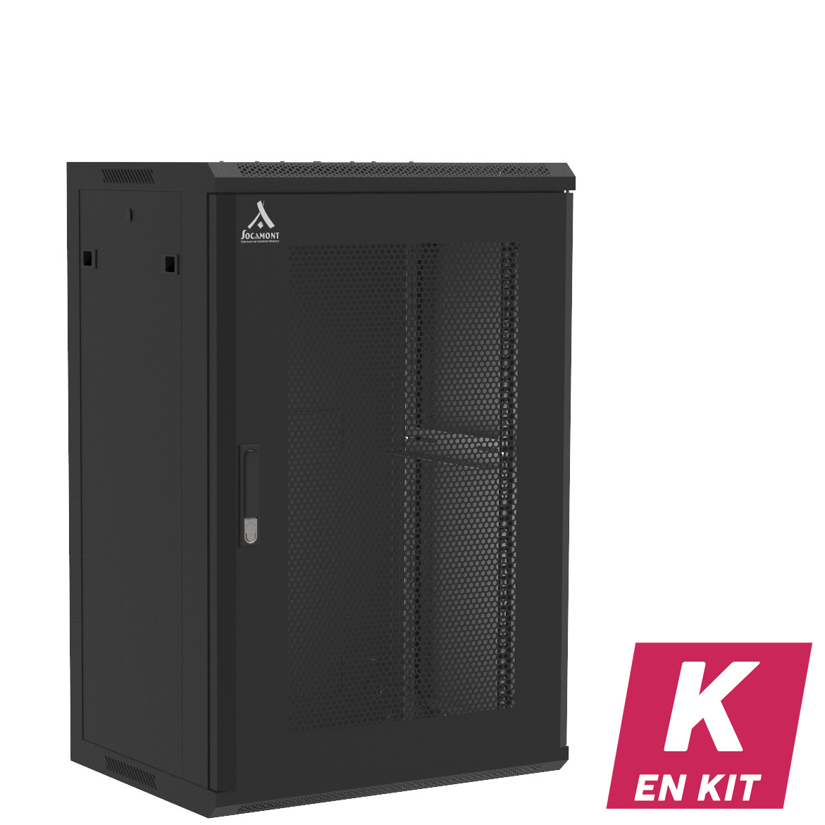 Socamont - Coffret Réseau Ligne 100 - 19'' - 18U - H901xL600xP450 - Noir - En Kit - Porte Nid d'abeille (réf. 11864KSA) - photo 1