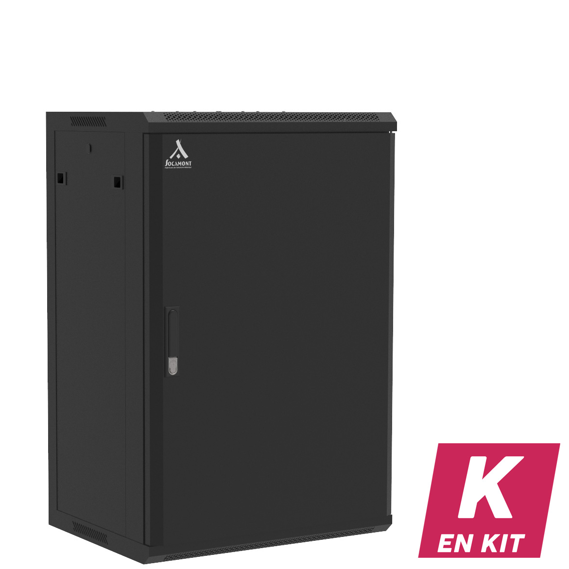 Socamont - Coffret Réseau Ligne 100 - 19'' - 18U - H901xL600xP450 - Noir - En Kit - Porte Pleine (réf. 11864KSP) - photo 1