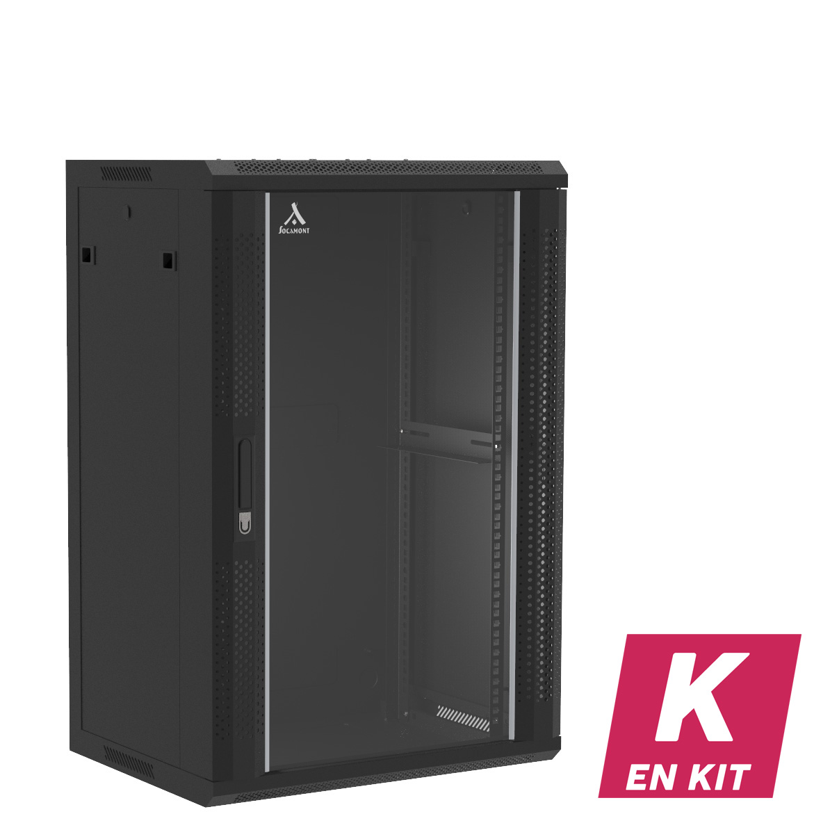 Socamont - Coffret Réseau Ligne 100 - 19'' - 18U - H901xL600xP450 - Noir - En Kit - Porte Verre (réf. 11864KSV) - photo 1