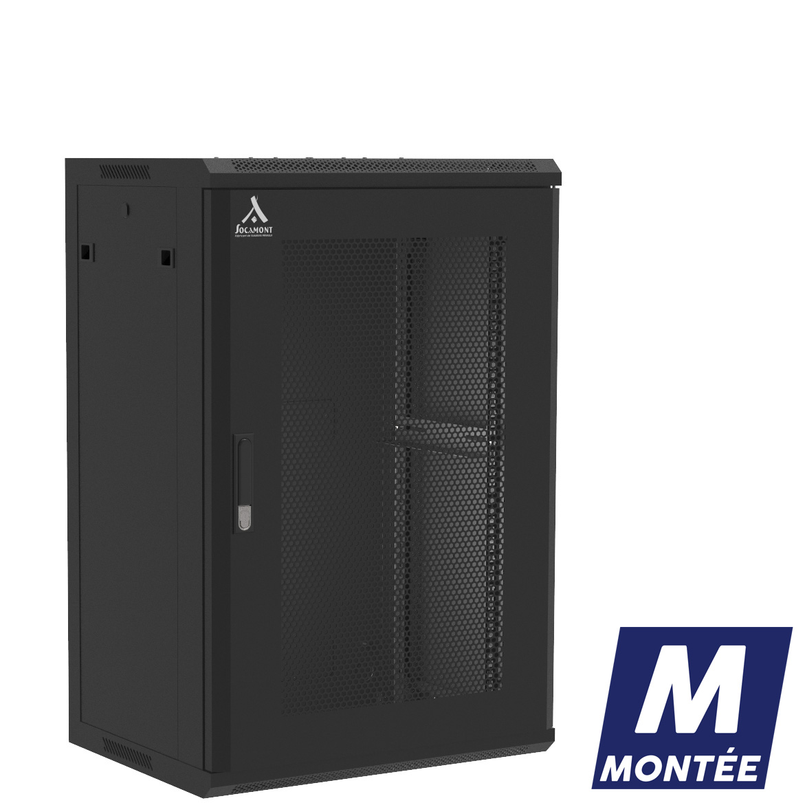 Socamont - Coffret Réseau Ligne 100 - 19'' - 18U - H901xL600xP450 - Noir - Monté - Porte Nid d'abeille (réf. 11864MSA) - photo 1