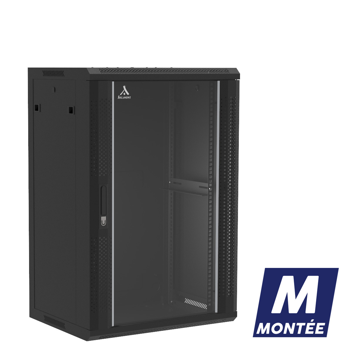 Socamont - Coffret Réseau Ligne 100 - 19'' - 18U - H901xL600xP450 - Noir - Monté - Porte Verre (71242) (réf. 11864MSV) - photo 1