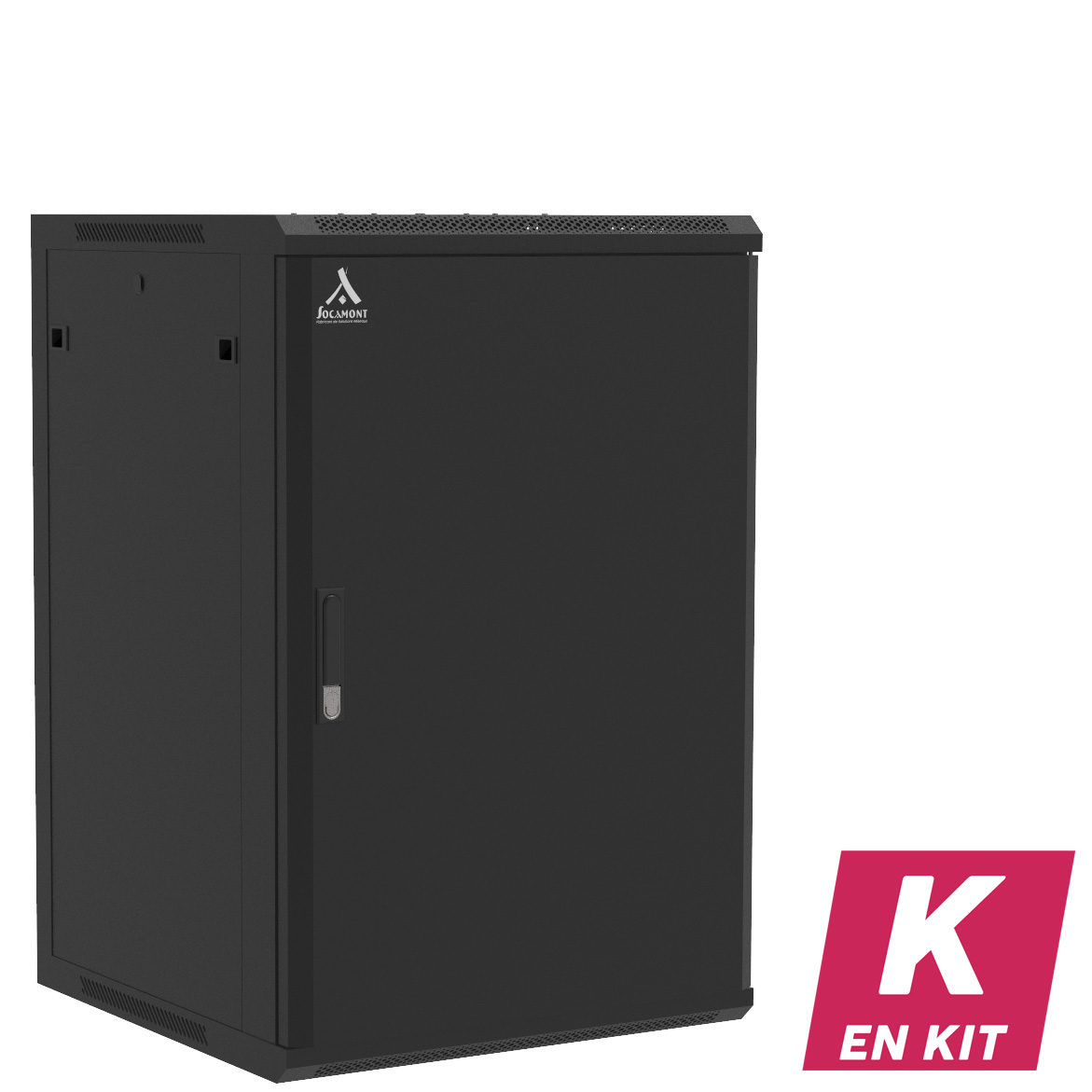 Socamont - Coffret Réseau Ligne 100 - 19'' - 18U - H901xL600xP600 - Noir - En Kit - Porte Pleine (réf. 11866KSP) - photo 1