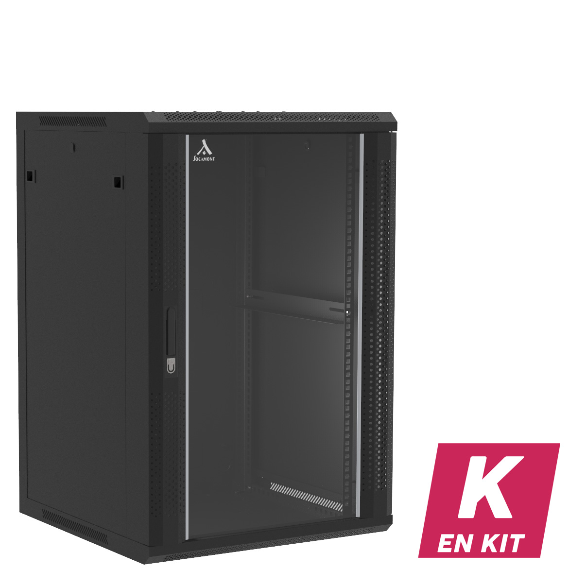 Socamont - Coffret Réseau Ligne 100 - 19'' - 18U - H901xL600xP600 - Noir - En Kit - Porte Verre (réf. 11866KSV) - photo 1