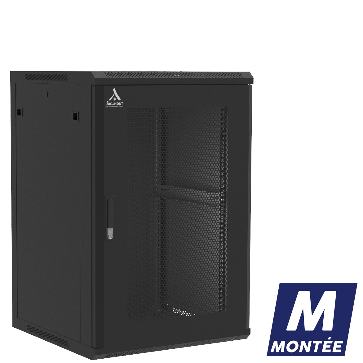 Socamont - Coffret Réseau Ligne 100 - 19'' - 18U - H901xL600xP600 - Noir - Monté - Porte nid d'abeille (réf. 11866MSA) - photo 1