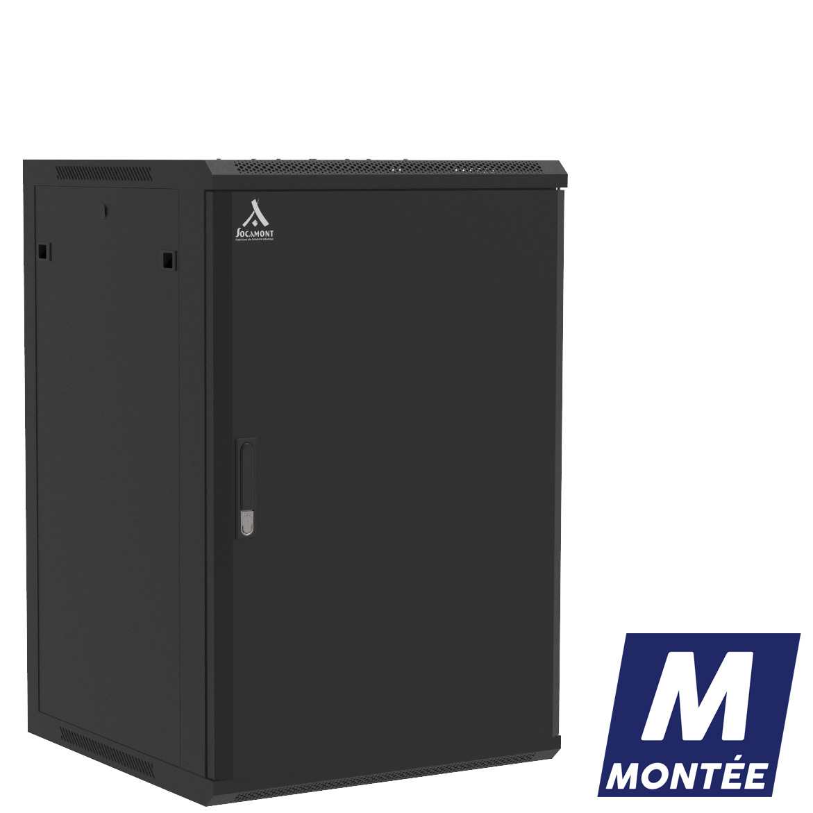 Socamont - Coffret Réseau Ligne 100 - 19'' - 18U - H901xL600xP600 - Noir - Monté - Porte Pleine (réf. 11866MSP) - photo 1