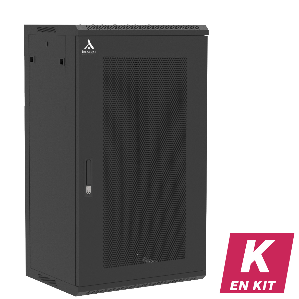 Socamont - Coffret Réseau Ligne 100 - 19'' - 21U - H1035xL600xP450 - Noir - En Kit - Porte Nid d'abeille (réf. 12164KSA) - photo 1
