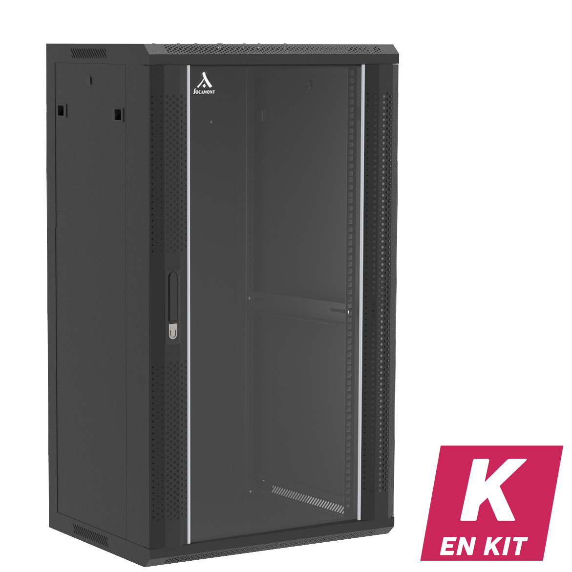 Socamont - Coffret Réseau Ligne 100 - 19'' - 21U - H1035xL600xP450 - Noir - En Kit - Porte Verre (réf. 12164KSV) - photo 1