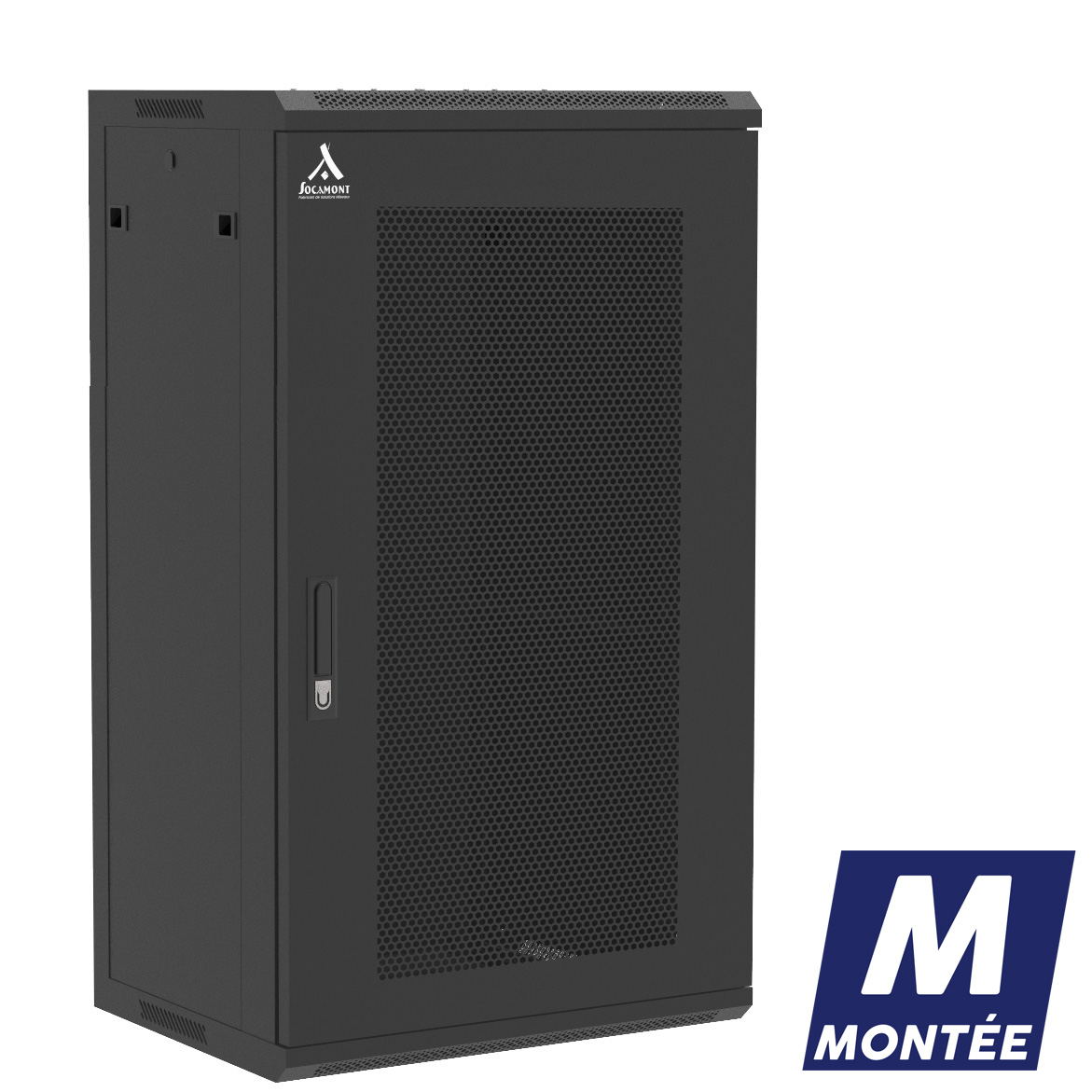 Socamont - Coffret Réseau Ligne 100 - 19'' - 21U - H1035xL600xP450 - Noir - Monté - Porte Nid d'abeille (réf. 12164MSA) - photo 1