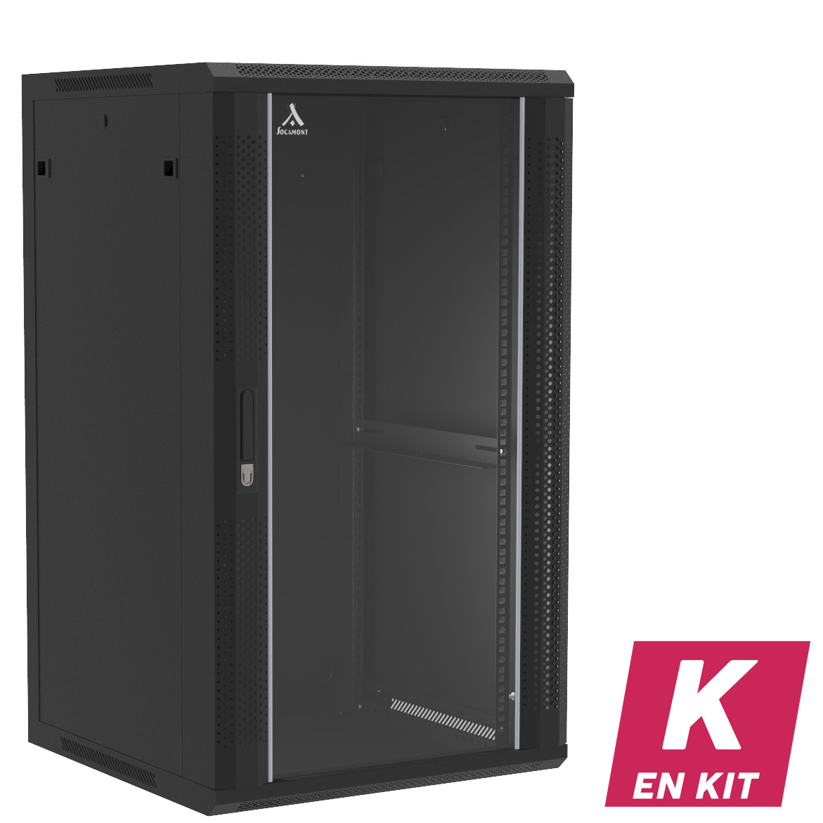 Socamont - Coffret Réseau Ligne 100 - 19'' - 21U - H1035xL600xP600 - Noir - En Kit - Porte Verre (réf. 12166KSV) - photo 1
