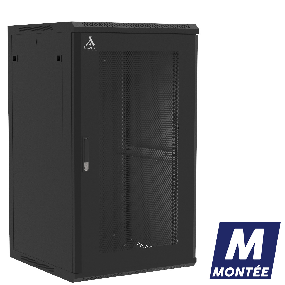 Socamont - Coffret Réseau Ligne 100 - 19'' - 21U - H1035xL600xP600 - Noir - Monté - Porte nid d'abeille (réf. 12166MSA) - photo 1