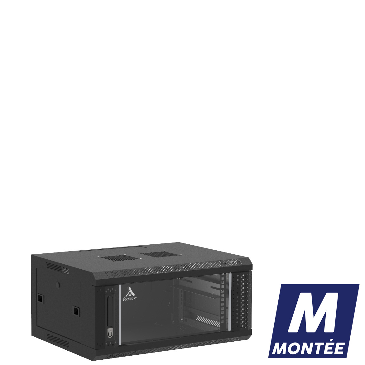 Socamont - Coffret Réseau Ligne 100 - 19'' - 4U - H280xL600xP450 - Noir - Monté - Porte Verre (71233) (réf. 1464MSV) - photo 1