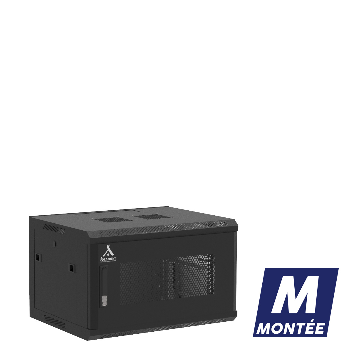 Socamont - Coffret Réseau Ligne 100 - 19'' - 6U - H368xL600xP450 - Noir - Monté - Porte Nid d'abeille (réf. 1664MSA) - photo 1