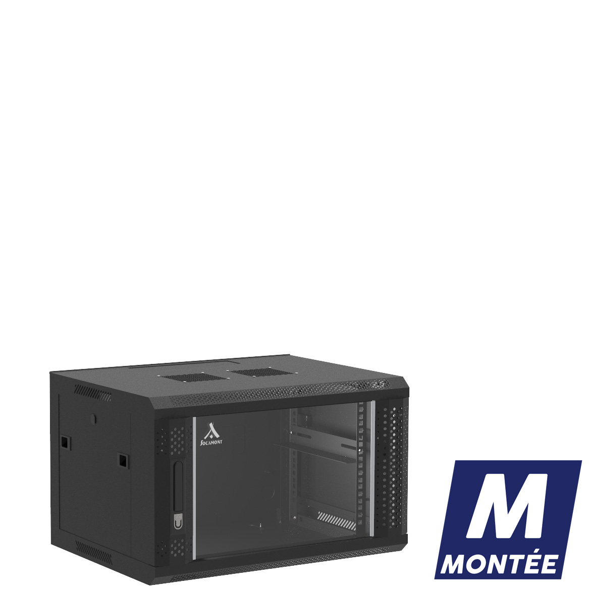 Socamont - Coffret Réseau Ligne 100 - 19'' - 6U - H368xL600xP450 - Noir - Monté - Porte Verre (71234) (réf. 1664MSV) - photo 1