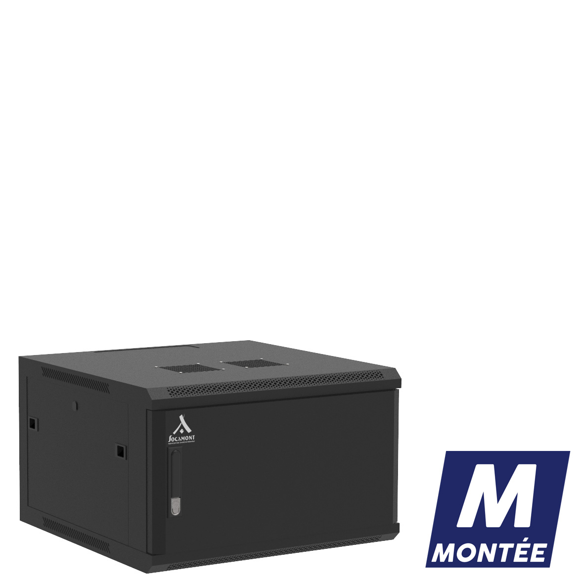 Socamont - Coffret Réseau Ligne 100 - 19'' - 6U - H368xL600xP600 - Noir - Monté - Porte Pleine (réf. 1666MSP) - photo 1