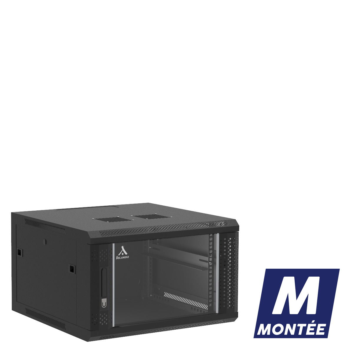 Socamont - Coffret Réseau Ligne 100 - 19'' - 6U - H368xL600xP600 - Noir - Monté - Porte Verre (71235) (réf. 1666MSV) - photo 1