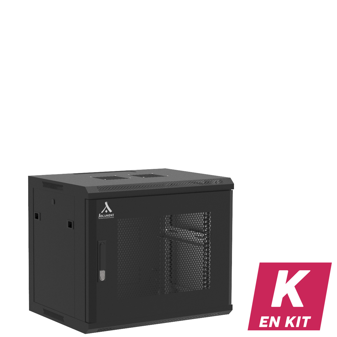 Socamont - Coffret Réseau Ligne 100 - 19'' - 9U - H501xL600xP450 - Noir - En Kit - Porte Nid d'abeille (réf. 1964KSA) - photo 1
