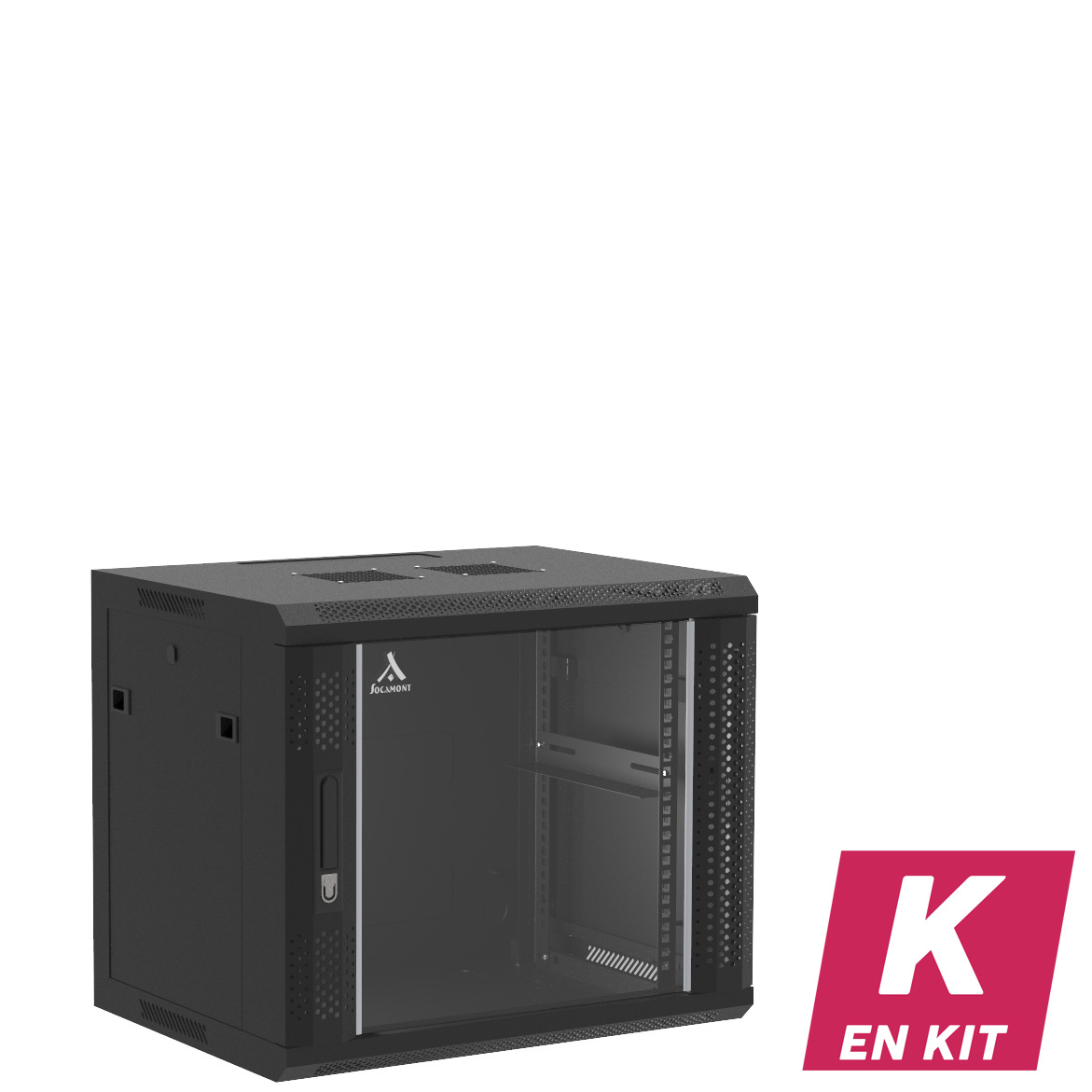 Socamont - Coffret Réseau Ligne 100 - 19'' - 9U - H501xL600xP450 - Noir - En Kit - Porte Verre (réf. 1964KSV) - photo 1