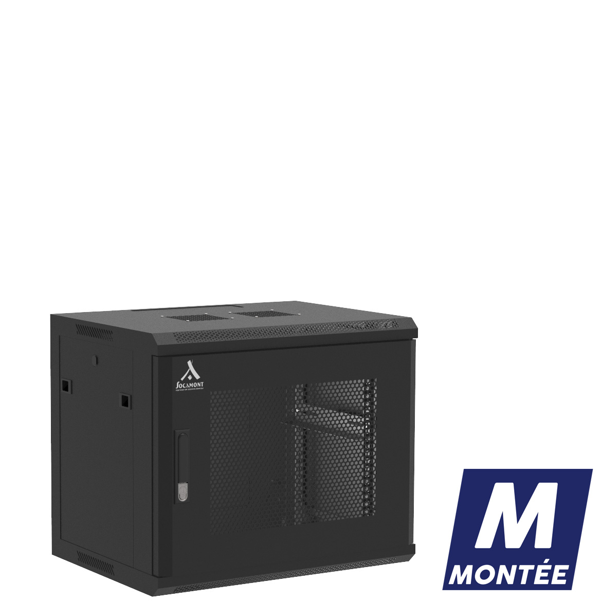 Socamont - Coffret Réseau Ligne 100 - 19'' - 9U - H501xL600xP450 - Noir - Monté - Porte Nid d'abeille (réf. 1964MSA) - photo 1