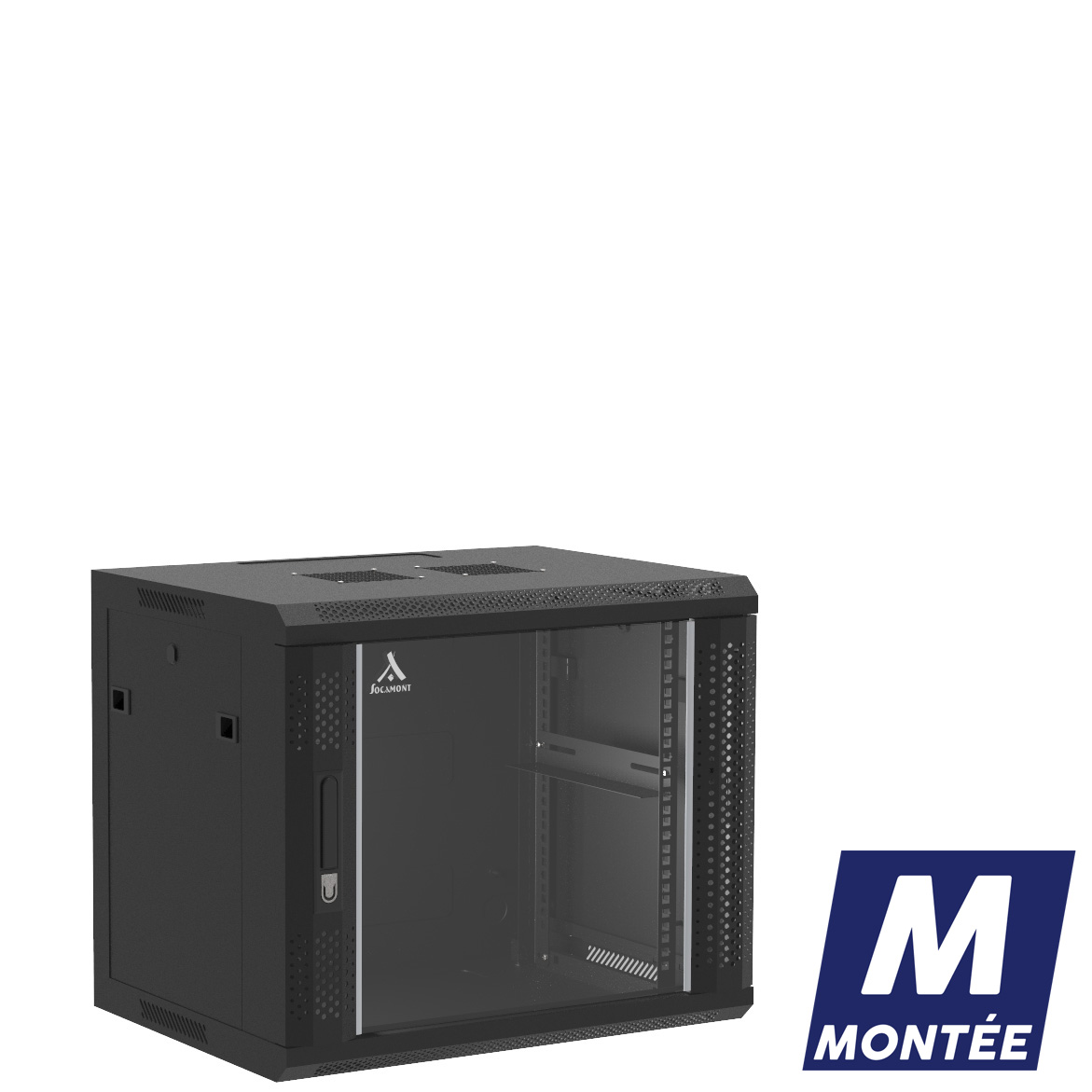 Socamont - Coffret Réseau Ligne 100 - 19'' - 9U - H501xL600xP450 - Noir - Monté - Porte Verre (71236) (réf. 1964MSV) - photo 1