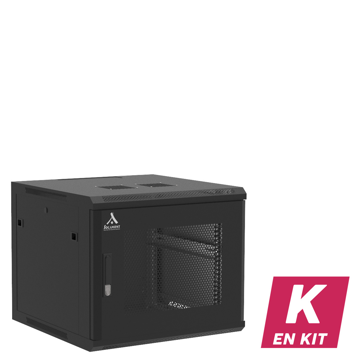 Socamont - Coffret Réseau Ligne 100 - 19'' - 9U - H501xL600xP600 - Noir - En Kit - Porte Nid d'abeille (réf. 1966KSA) - photo 1