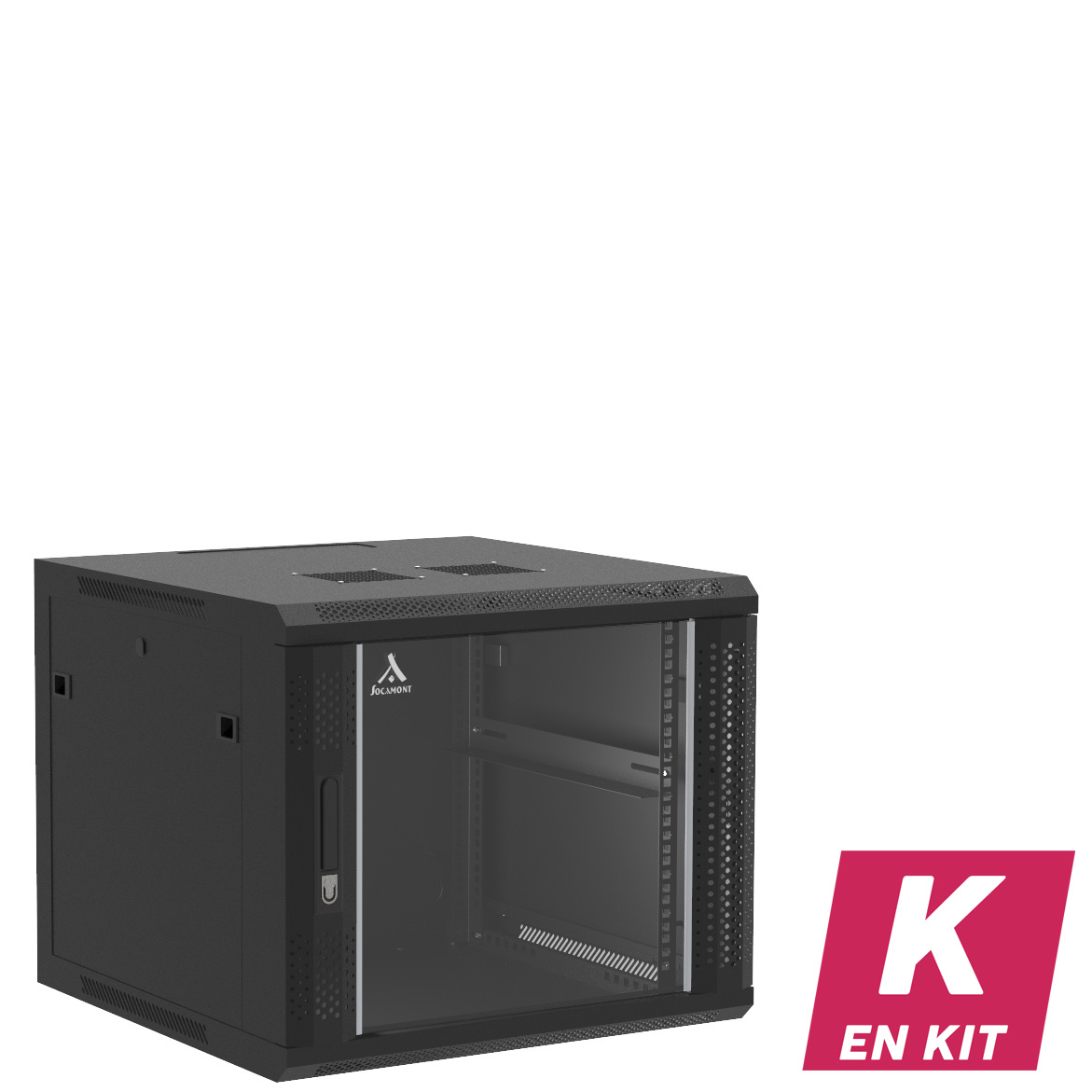 Socamont - Coffret Réseau Ligne 100 - 19'' - 9U - H501xL600xP600 - Noir - En Kit - Porte Verre (réf. 1966KSV) - photo 1