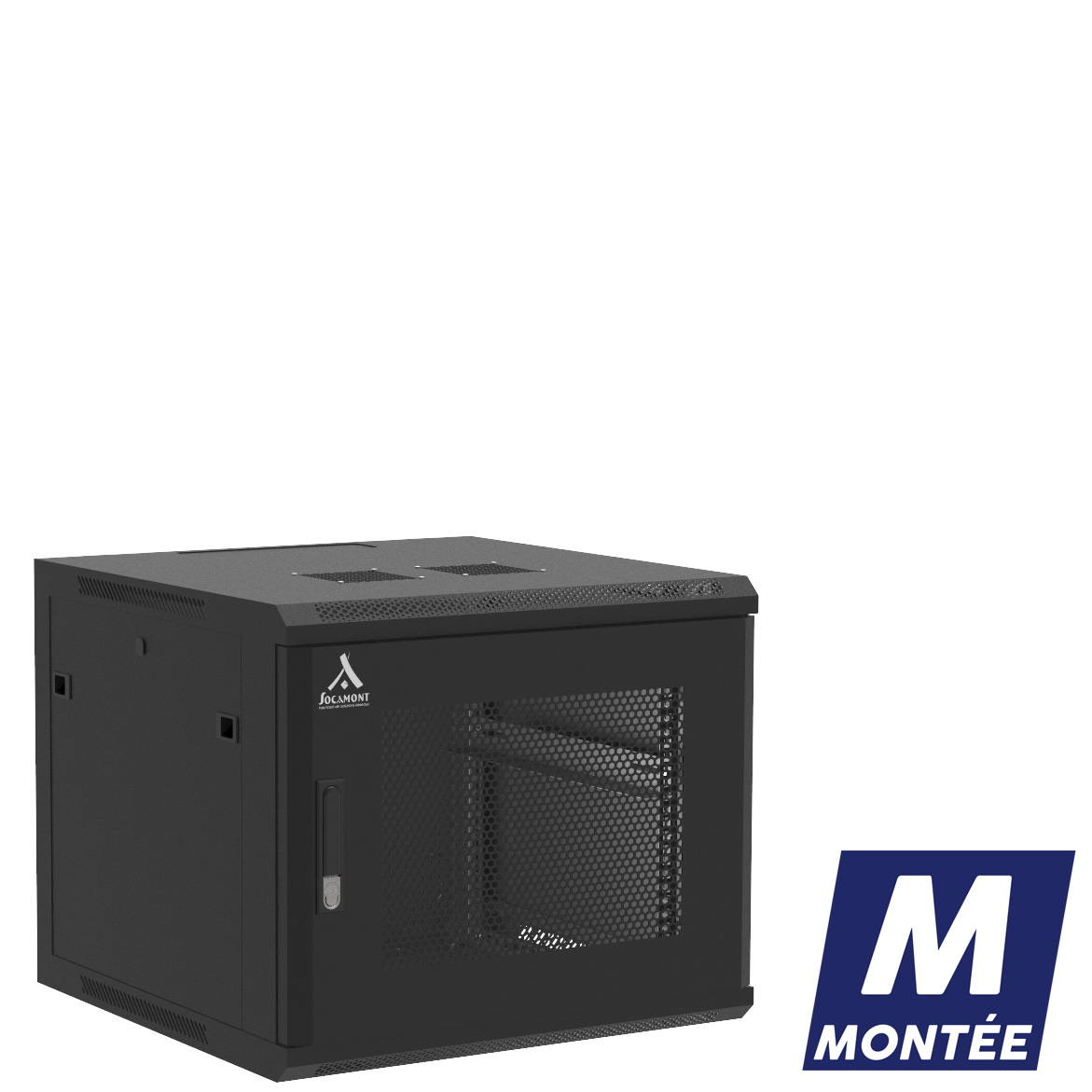 Socamont - Coffret Réseau Ligne 100 - 19'' - 9U - H501xL600xP600 - Noir - Monté - Porte Nid d'abeille (réf. 1966MSA) - photo 1