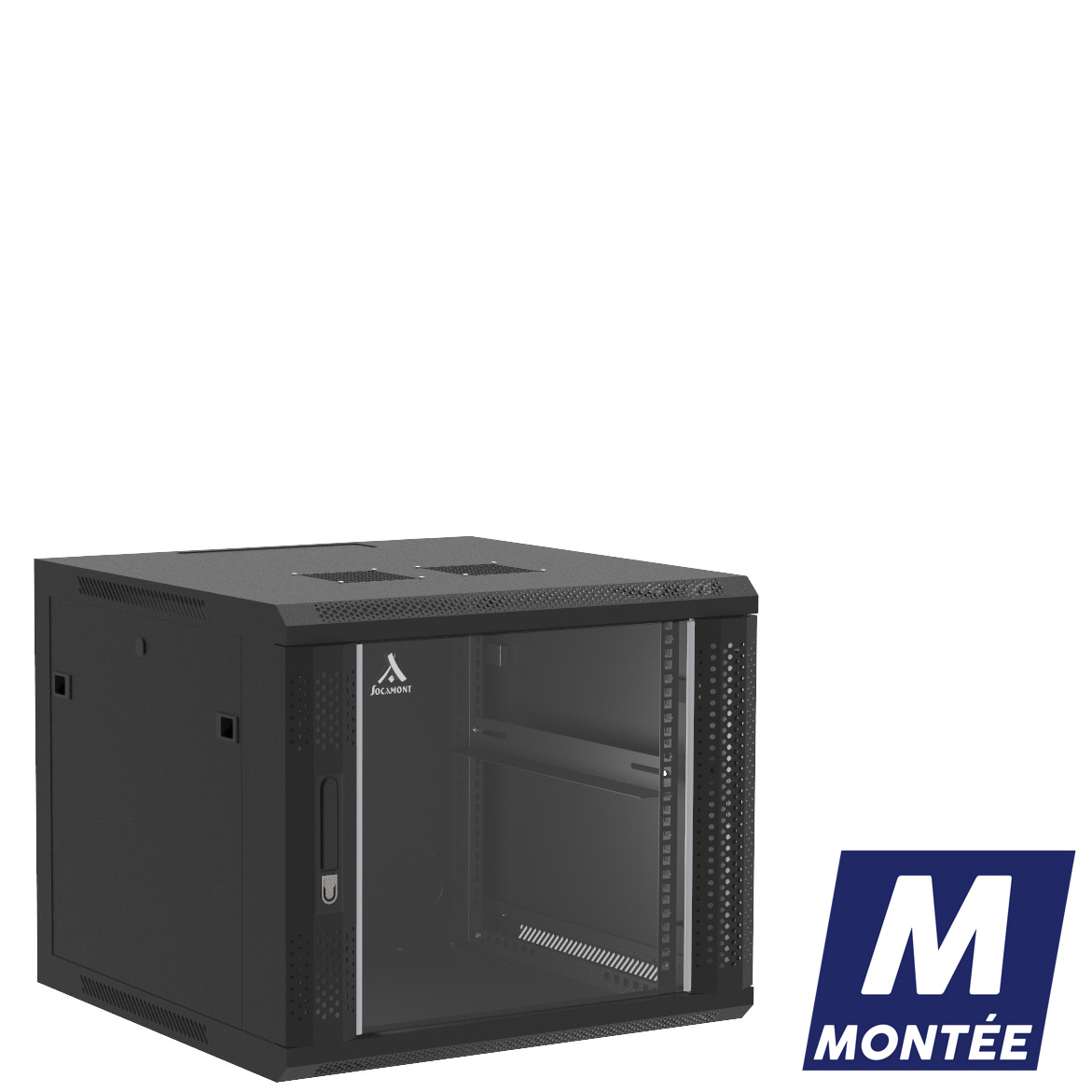Socamont - Coffret Réseau Ligne 100 - 19'' - 9U - H501xL600xP600 - Noir - Monté - Porte Verre (71237) (réf. 1966MSV) - photo 1
