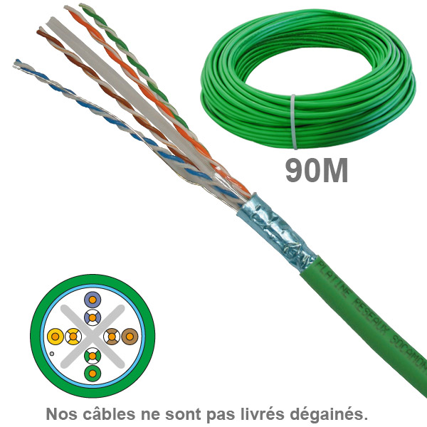Socamont - Câble réseau - Cat 6 - FUTP - Couronne de 90M - Paires 1x4 - LSOH Dca - Vert (réf. 6705) - photo 1