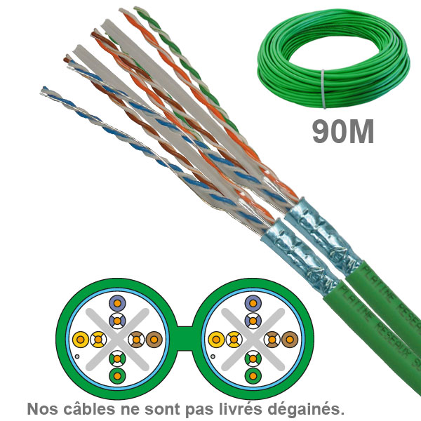 Socamont - Câble réseau - Cat 6 - FUTP - Couronne de 90M - Paires 2x4 - LSOH Dca - Vert (réf. 6706) - photo 1