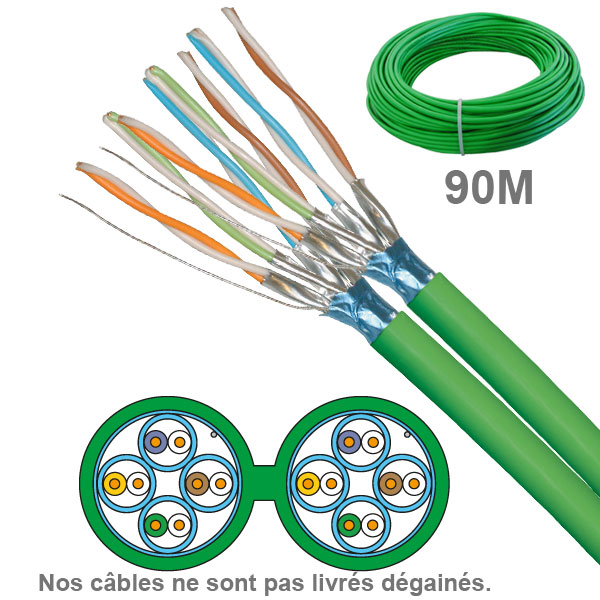 Socamont - Câble réseau - Cat 6A - FFTP - Couronne de 90M - Paires 2x4 - LSOH Dca - Vert (réf. 6716) - photo 1
