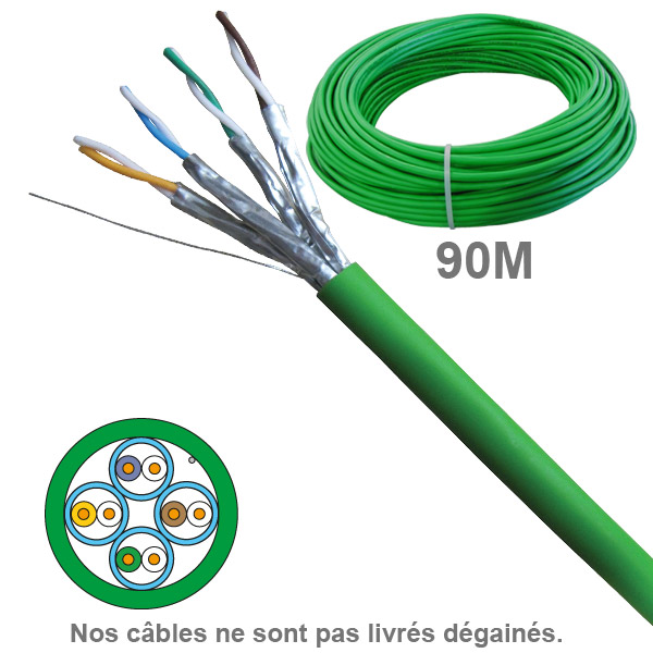 Socamont - Câble réseau - Cat 6A - UFTP - Couronne de 90M - Paires 1x4 - LSOH Dca - Vert (réf. 6725) - photo 1
