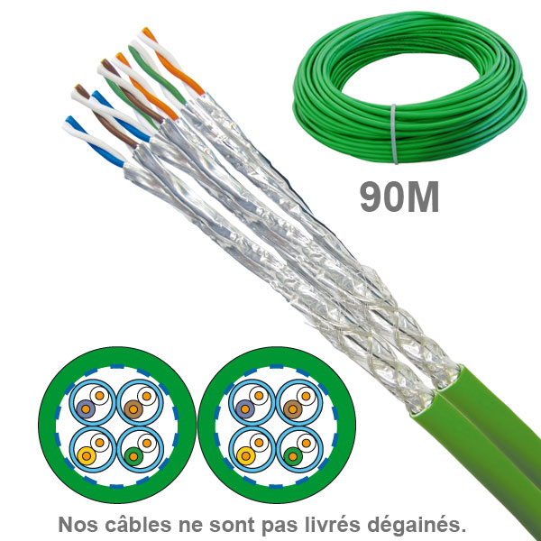 Socamont - Câble réseau - Cat 7A - SFTP - Couronne de 90M - Paires 2x4 - LSOH Dca - Vert (réf. 6736) - photo 1