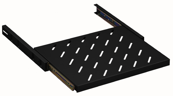 Tablette Télescopique - Pour baie Socamont Prof. 600mm - Charge : 20Kg - Prof.350mm - Noire (réf. 71061)