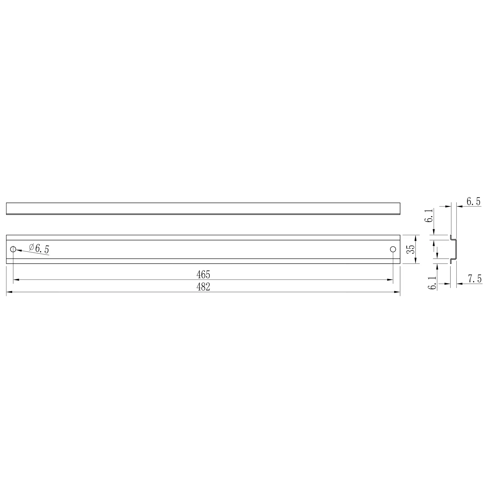 Socamont - Rail DIN 19 pouces Longueur 482mm (réf. 71890)